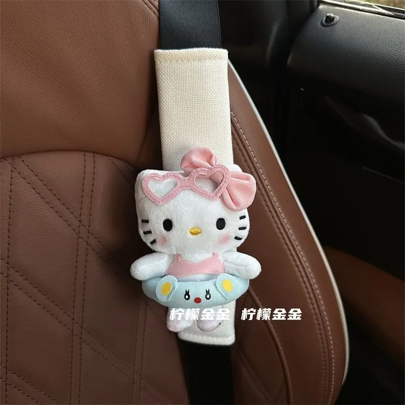 Kawaii Hello Kitty Car Seat Belt Shoulder Protector Case Car Decoration Accessories Cartoon Shoulder Protection Cover Cute Gift