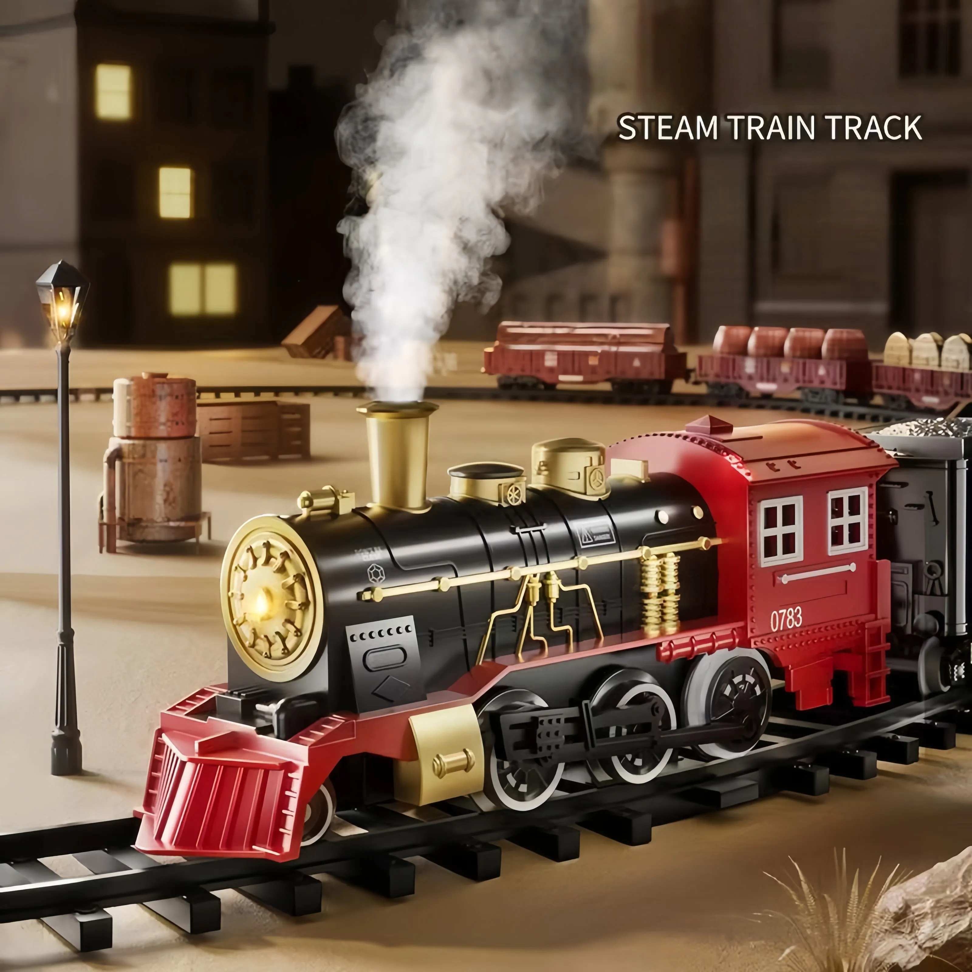 シミュレーションレトロ小型電車セット線路駐車場蒸気モデル高速鉄道子供用レールおもちゃ男の子の理想的なおもちゃクリスマス c