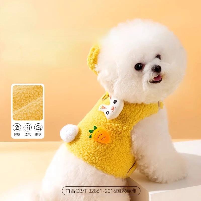 Dog Autumn Winter Teddy Bear Rabbit Plush Pet Cat Vest Style Traction Rope Walking Dogs Rope Dog Harness Puppy Dog Leash