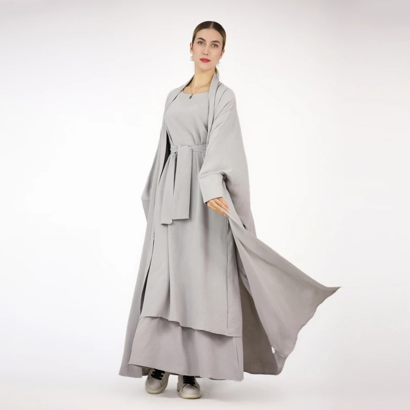 

Djellaba Ramadan Muslim Abayas Dress 2 Pieces Jibab Muslim Suits Elegant Long Islamic Abayas Women Modest Wear Clothing EID Sets