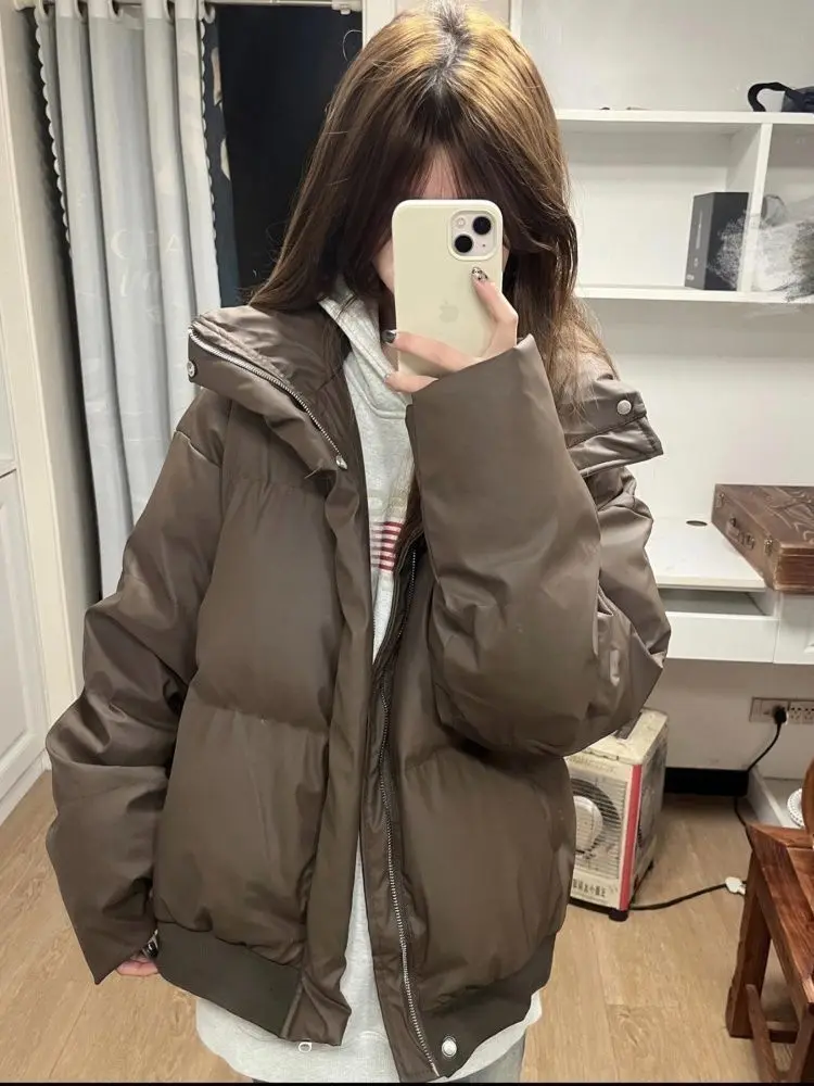 

Puffer Parkas Womens Ladies Winter Coat Champagne Thread Side Button Slant Metal Baseball Coating Feminino Patchwork Windproof