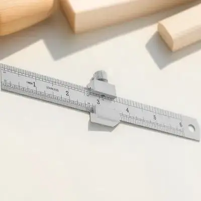 1Set Thickened Steel Ruler Stainless Measuring Straight Edge with Stopper for Carpentry Drafting and Construction Projects Gauge
