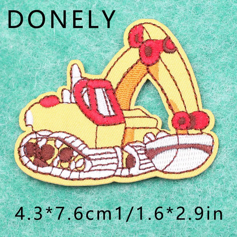 Cartoon Excavator Embroidered Patches for Clothing Thermoadhesive Patches Car Badge Sewing Applique for Children Clothes T-shirt