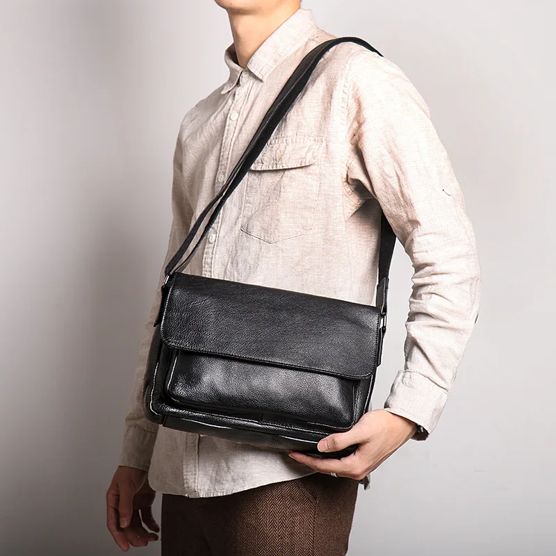 Unisex Crossbody Bag - Genuine Cowhide Leather Shoulder Purse , Casual Daily Messenger Tote Men & Women