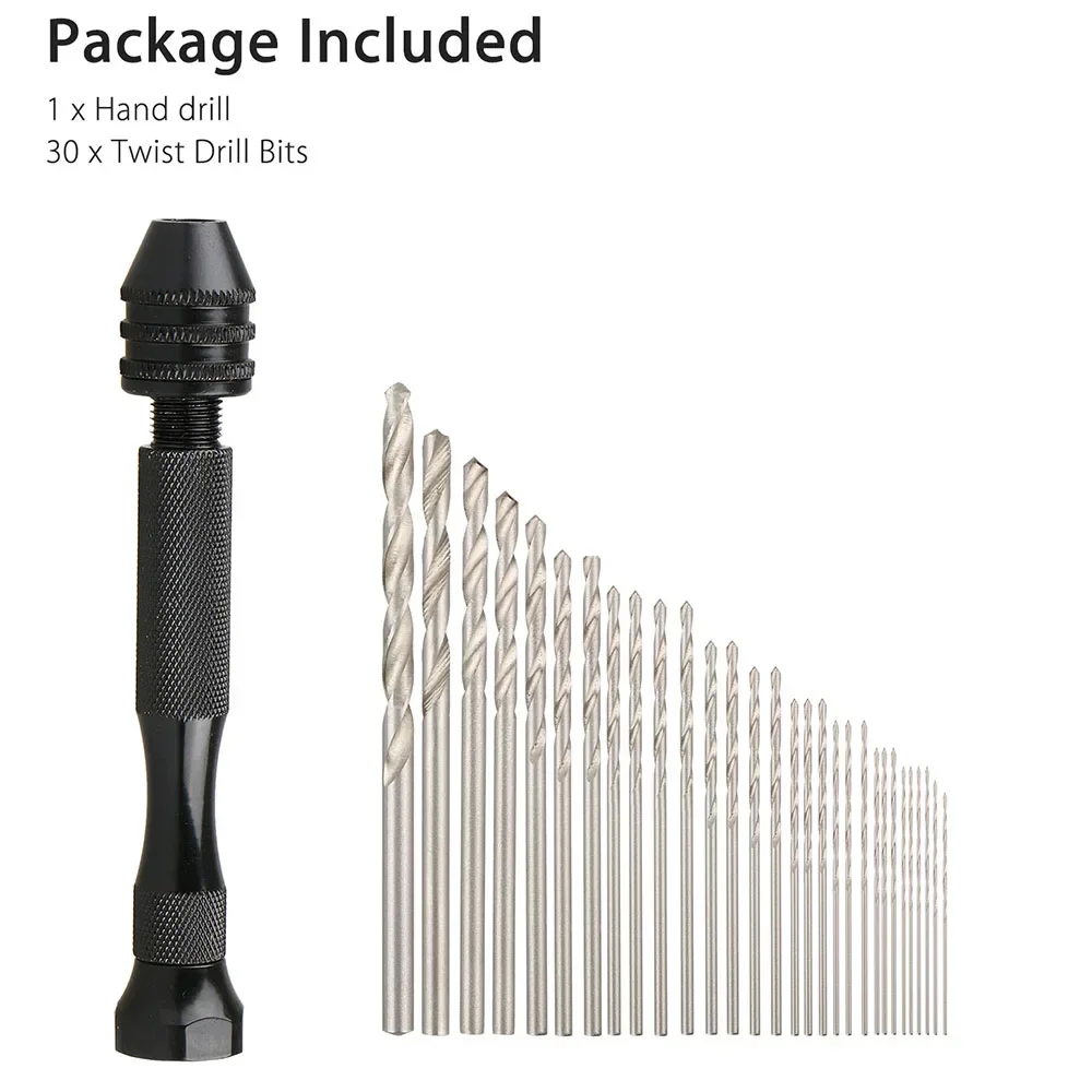 Precisão Pin Vise Hobby Drill Bits Mão Rotary Tools Grupo 05 mm 06 mm 07 mm 08 mm 09 mm mm 12 mm 14 mm 31 Pcs
