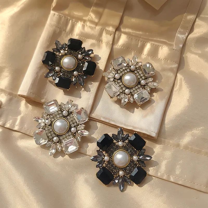 2 Pièces – Nouveaux Cache-Boutons en Cristal et Perles de Haute Qualité pour Vêtements DIY, Décoration de Boutons en Alliage pour Chemises et Manches