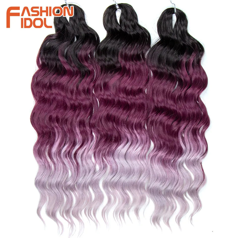 Anna 24-inch synthetisch haar Watergolf Vlechten Haarextensies Ombre Blonde Diepe Golf Afro Curl Twist Gehaakt haar voor dames - afbeelding 1