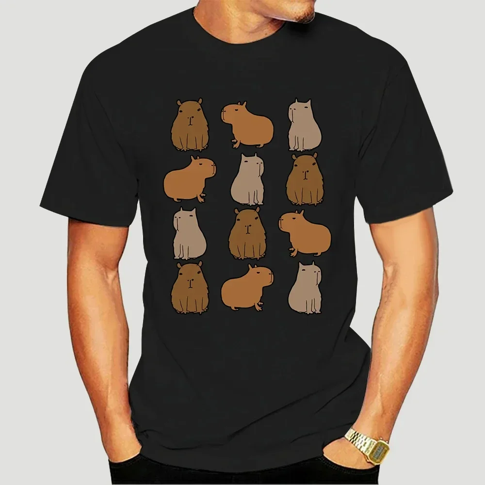 Streetwear Capybara Man T Shirt Cute Animal Pattern Mens T Shirts Men Clothing Streetwear Four Seasons Cotton