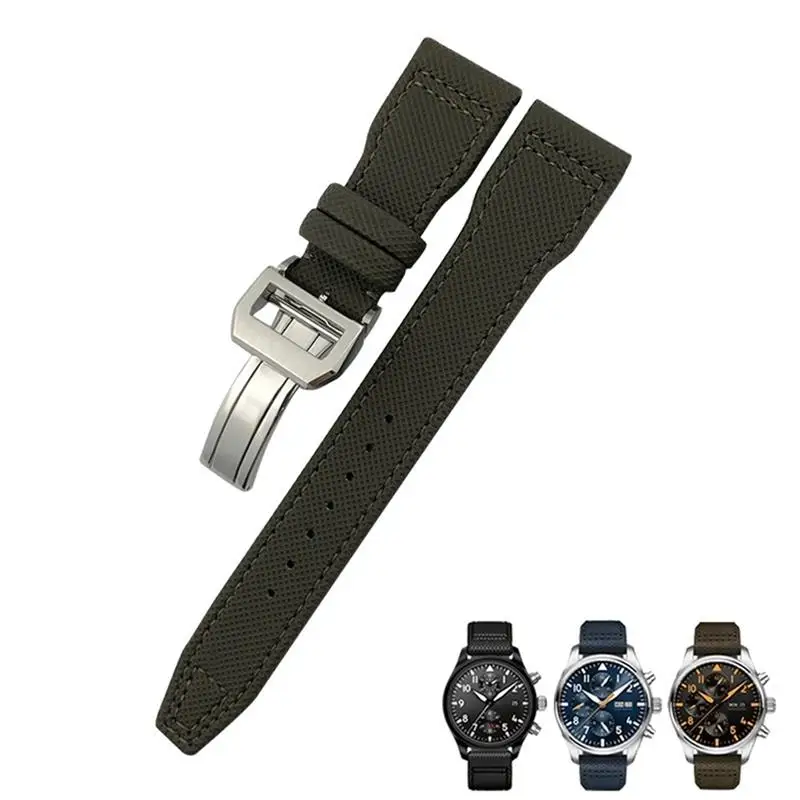 BEFIA 21mm 20mm 22mm Nylon Calfskin Watchband Fit for IWC Big Pilot IW377714 Mark18 SPITFIRE Nylon Real Leather Strap