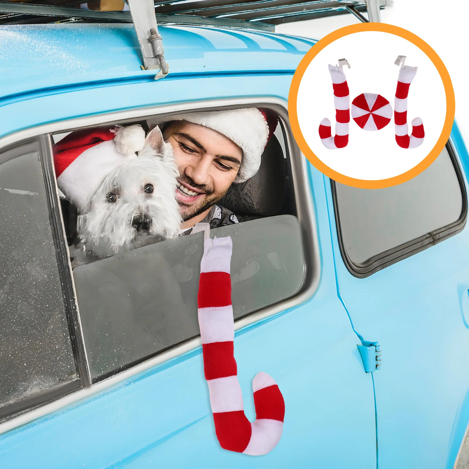 

Christmas Candy Antlers Decor Reindeer Horns Red Nose Bumper Trim Vehicle Front Decoration Auto Accessories Car