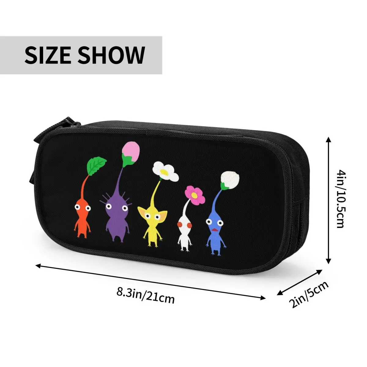 Cute Pikmin Pattern Blue Pencil Cases for Student School Pen Box Pencil Bag Big Capacity Pencil Pouch