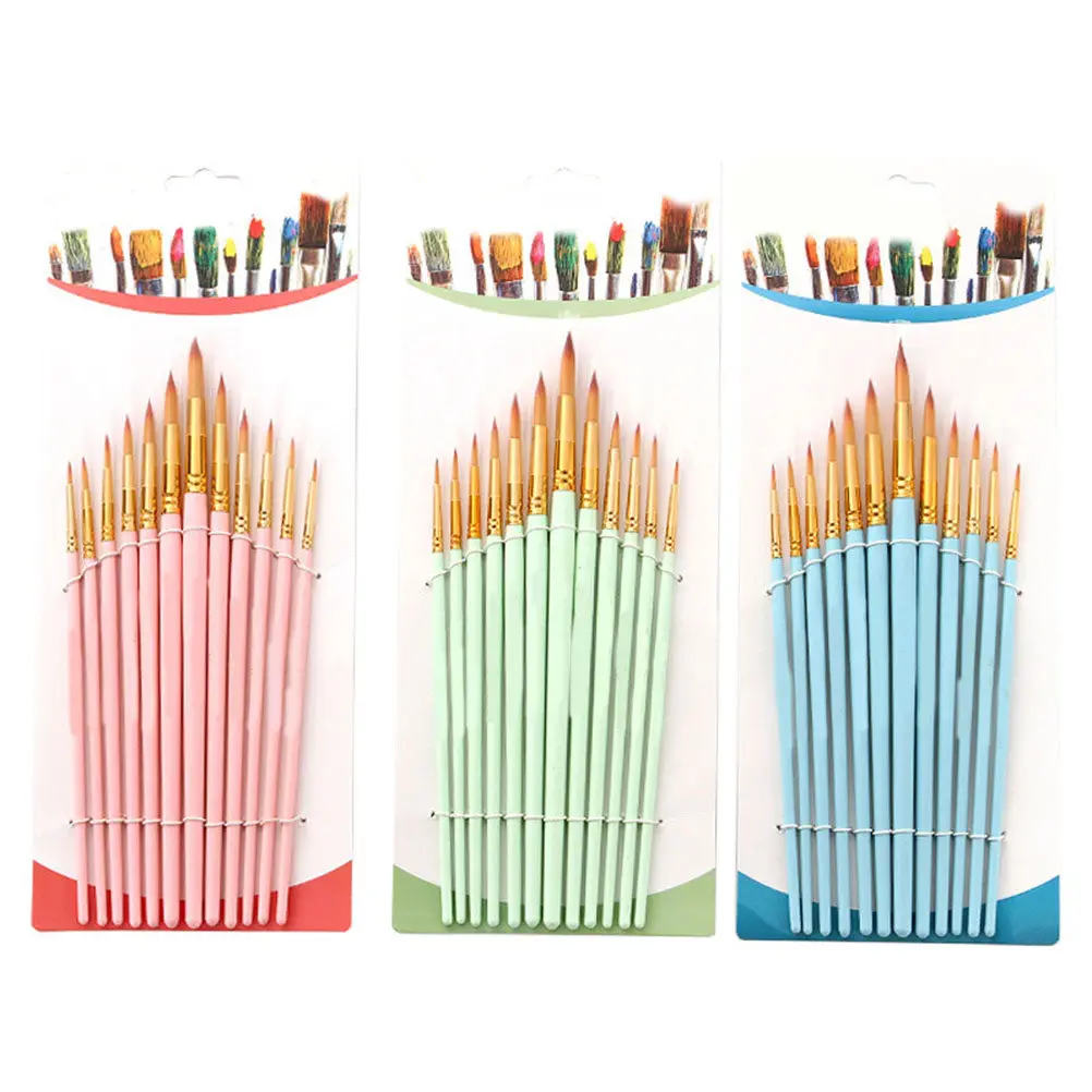 

Набор профессиональных кистей для рисования, 12 шт., с премиальной синтетической нейлоновой щетиной и деревянными ручками, для детализированной росписи, акварели, акрила, художественных работ и рукоделия