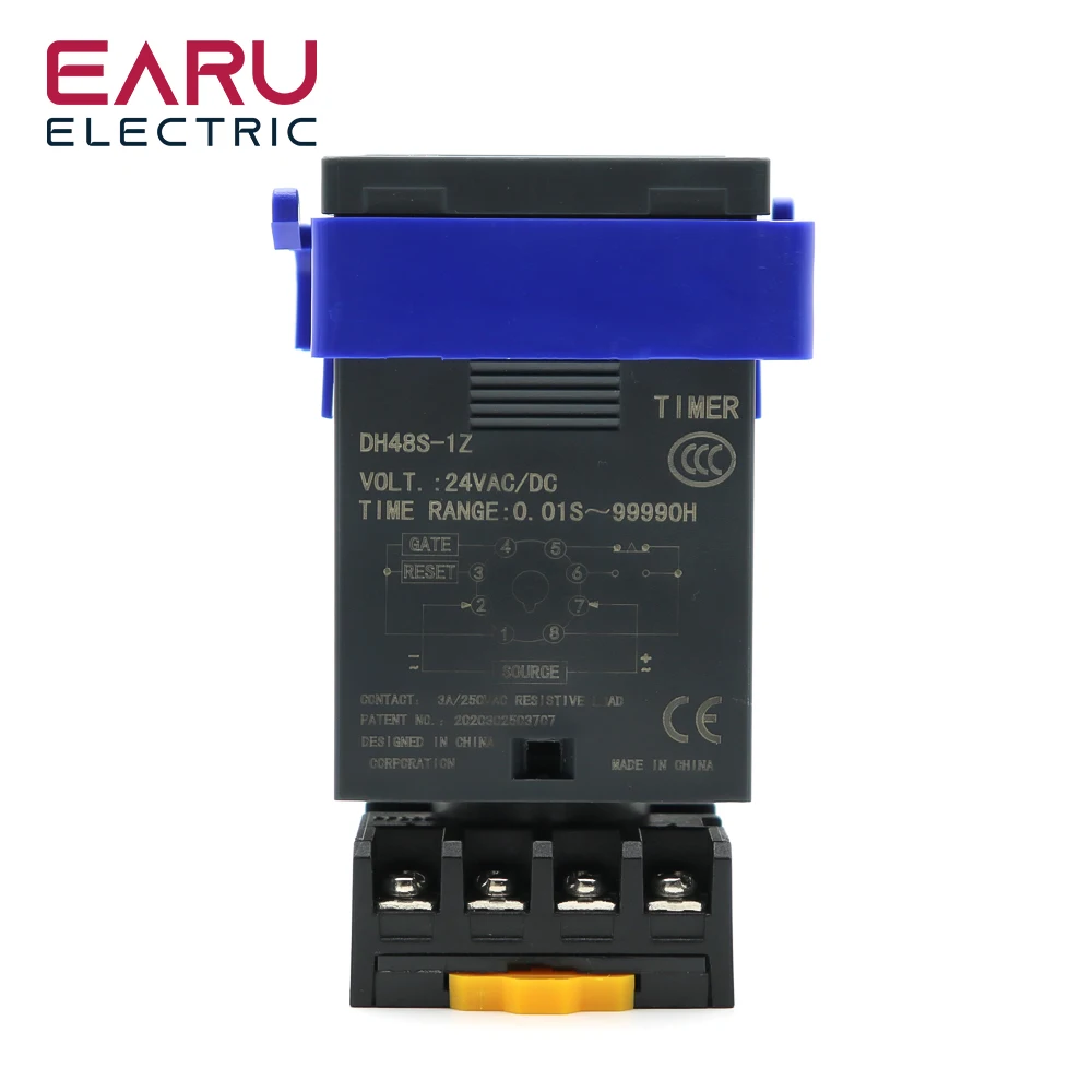 New DH48S DC/AC12V 24V AC110V 220V 380V Precision Programmable Delay Relay 0.01S-99990h With Socket Base DH48S Series Time Relay