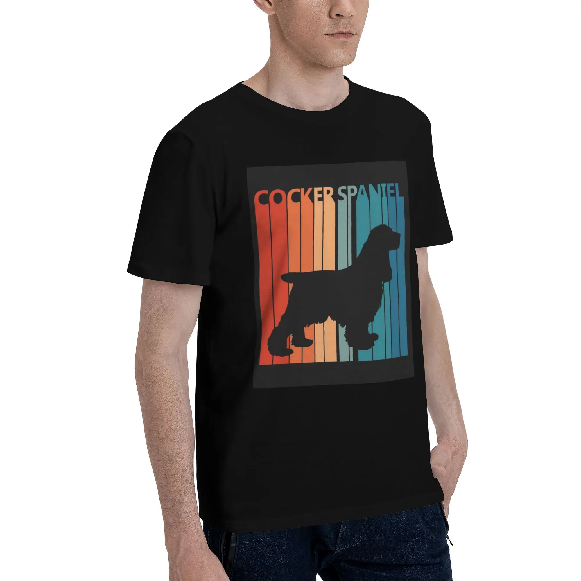 

Винтажная подарочная мужская футболка «Кокер-спаниель», футболки больших размеров, мужские хлопковые футболки с круглым вырезом, короткие летние мужские футболки