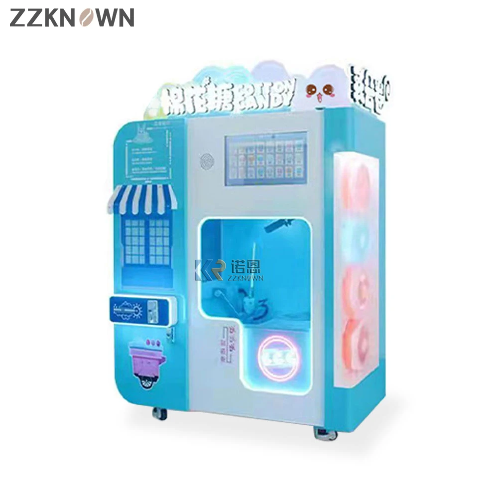 Double Door Flower Sugar Cotton Candy Maker Full Automatic Marshmallow Sponges Fairy Floss Vending Machine Candy Dispenser