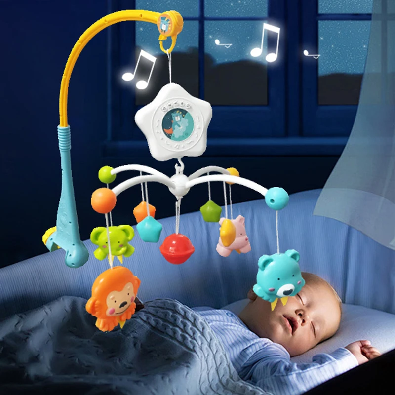 ベビーベッドモバイルガラガラおもちゃ 0-12 ヶ月幼児回転ミュージカルプロジェクターナイトライトベッドベル教育新生児ギフト