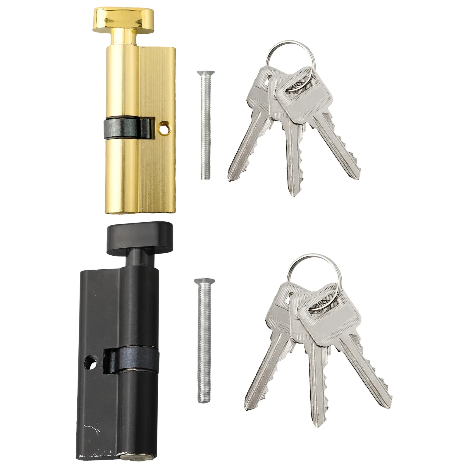 Door Cylinder Lock 70mm With 3 Keys Anti-Theft Entrance Door Lock Home Security Interior Bedroom Lock Cylinder Black Gold