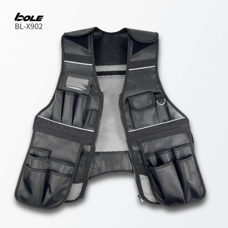 BOLE Multi Functional Tool Vest Nylon Mesh Breathable Design Available All Year Round Construction Safety Vest