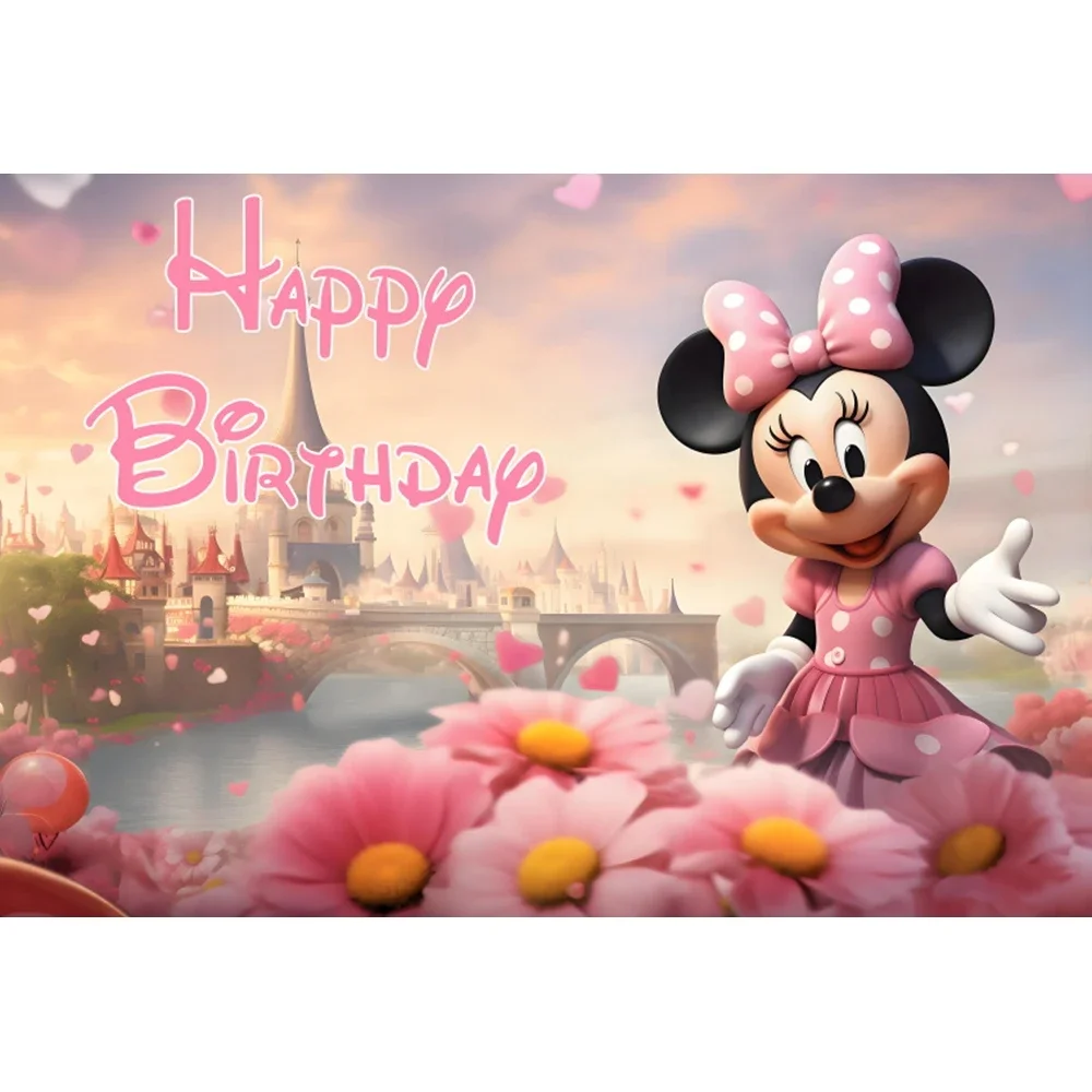 Latar Belakang Fotografi Dekorasi Pesta Ulang Tahun Pertama Bayi Perempuan Minnie Mouse Latar Belakang Pemotretan Fotografi Studio Foto
