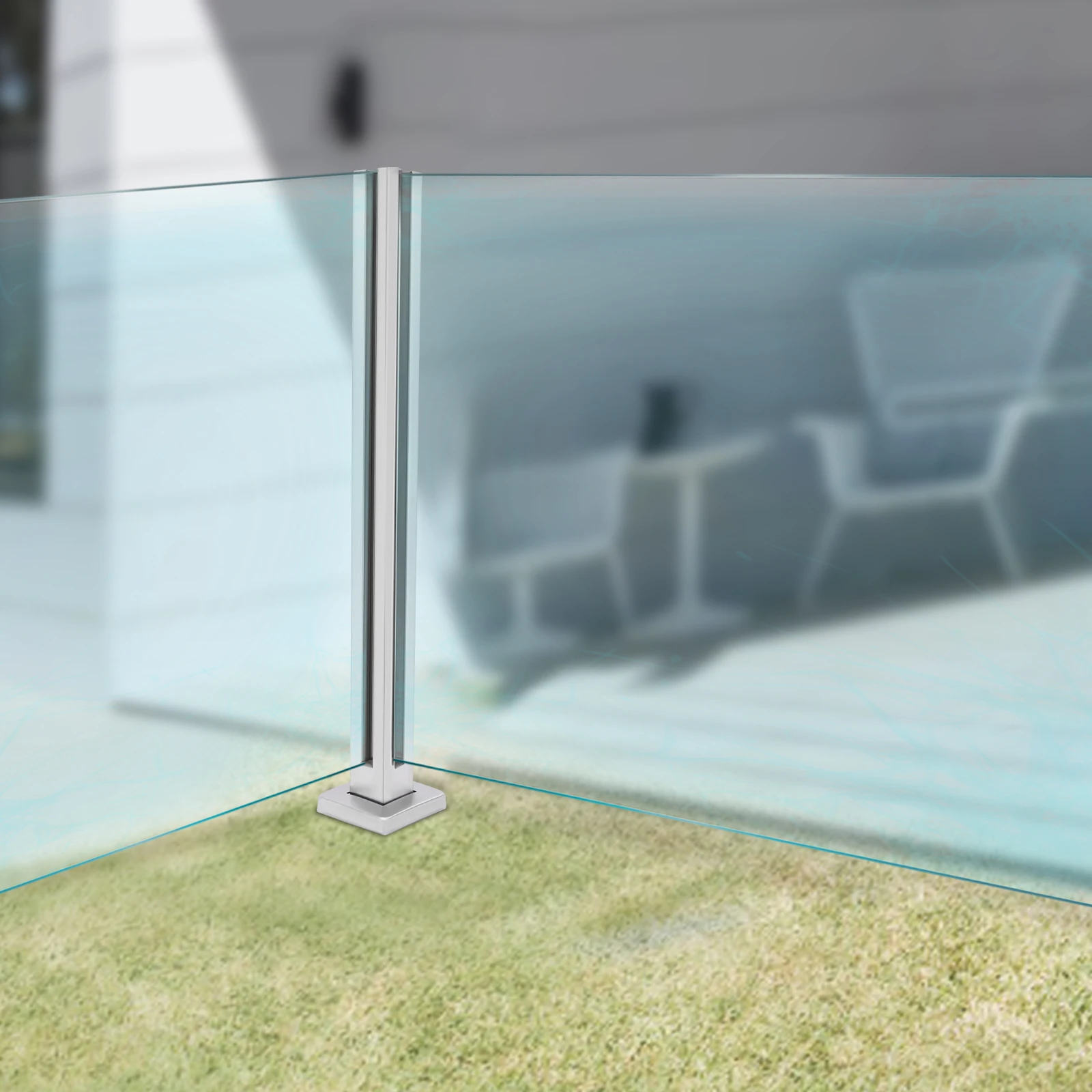 Railing, High-Quality 304 Stainless Steel, Strong Load-Bearing Capacity (220 lbs), Open Post Design with Glass Panel, Deepened