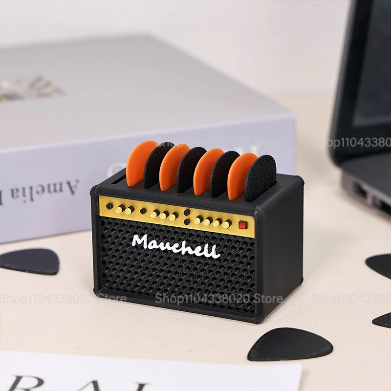 حامل اختيار جيتار محمول مطبوع ثلاثي الأبعاد على شكل مكبر صوت مقاوم للماء حقيبة أعواد جيتار جميلة #2