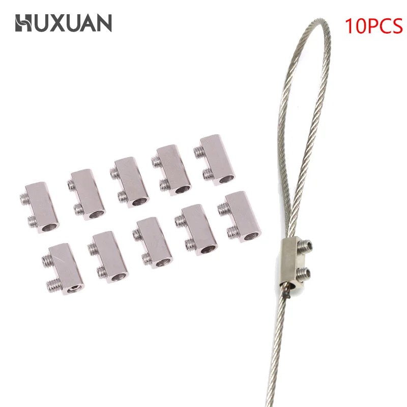 

For 1.5mm Wire Rope Suspension Clamps Double Hole Metal Copper Clips Cable Sling Tools Fastening Accessories