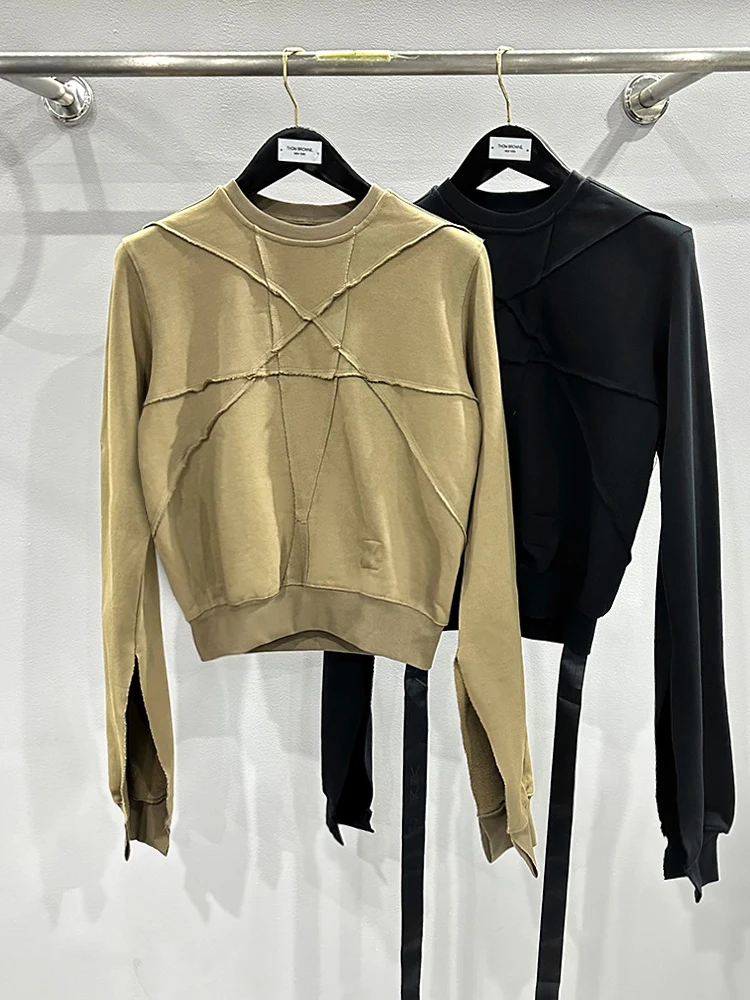 

[ZOCI] Women Collection Spring/Summer New Product Piece Splicing Elements Hand Sleeve Opening Short Head Hoodie Fashion