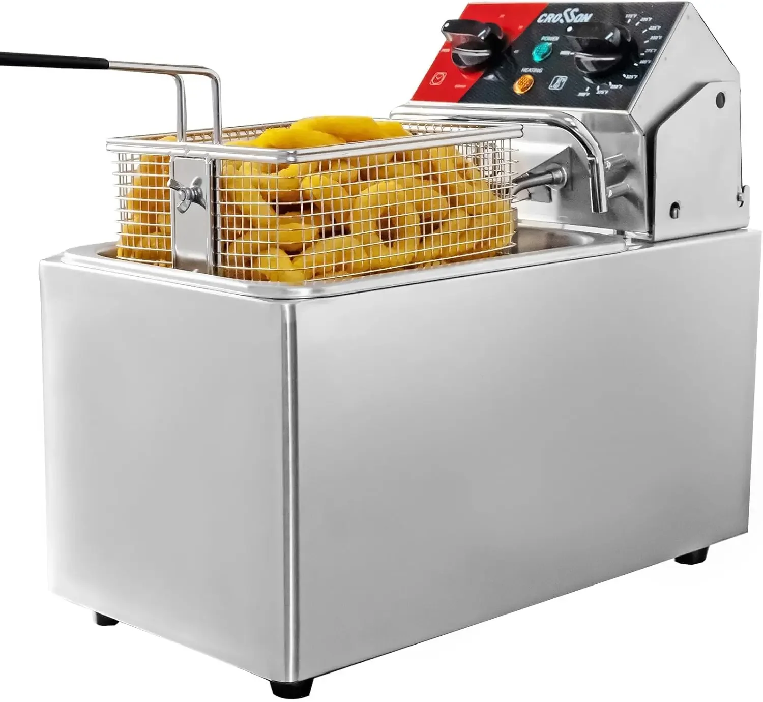 10Lbs Electric Countertop Deep Fryer with Easy Clean Rotary fryer head,30 Minitues Timer,Removable 304 SS Oil Tank with Handle,4