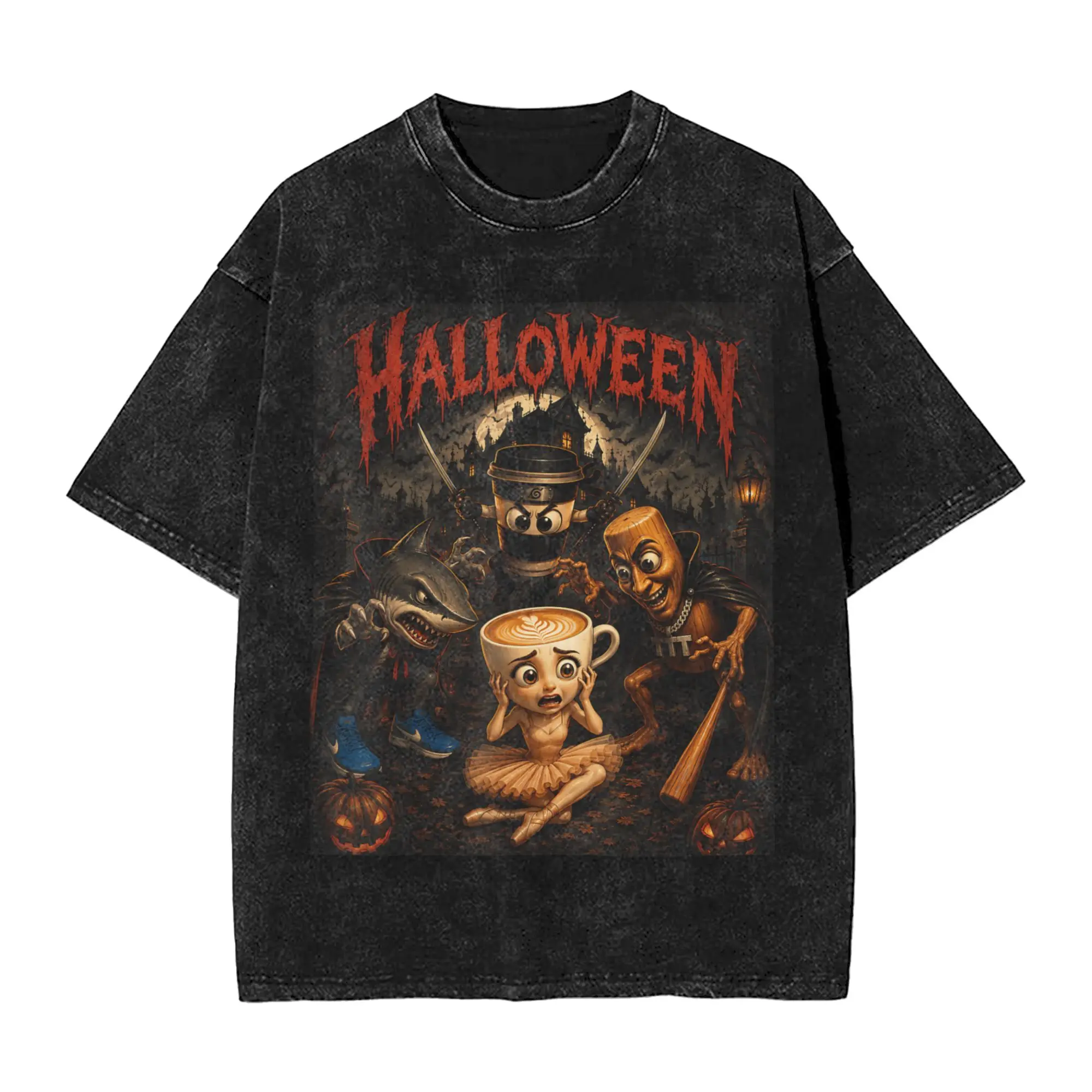 Horror Tralalero Assassino Tung Sahur Ballerina Halloween T Shirt Couple  Vintage Casual T-Shirts Summer O Neck Fashion Tees