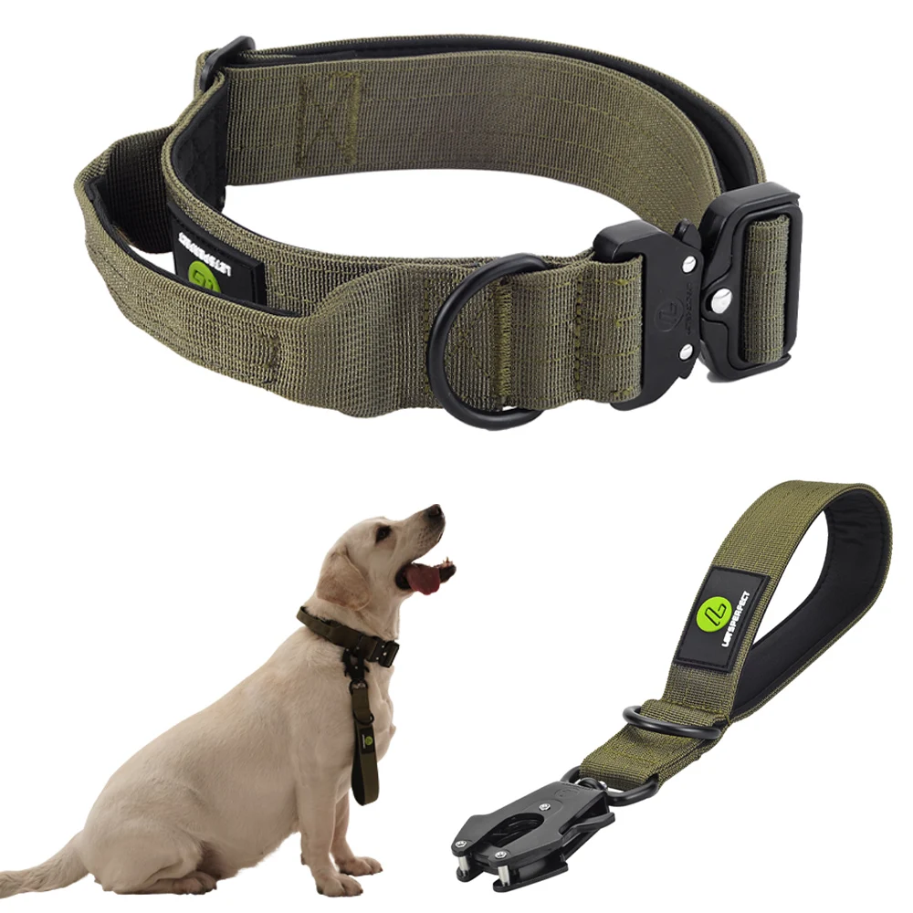 

Tactical Dog Leashs Pet German Shepherd K9 Quick Release Buckle Training Lead Dog Collar and Leash Set For Medium Large Dogs