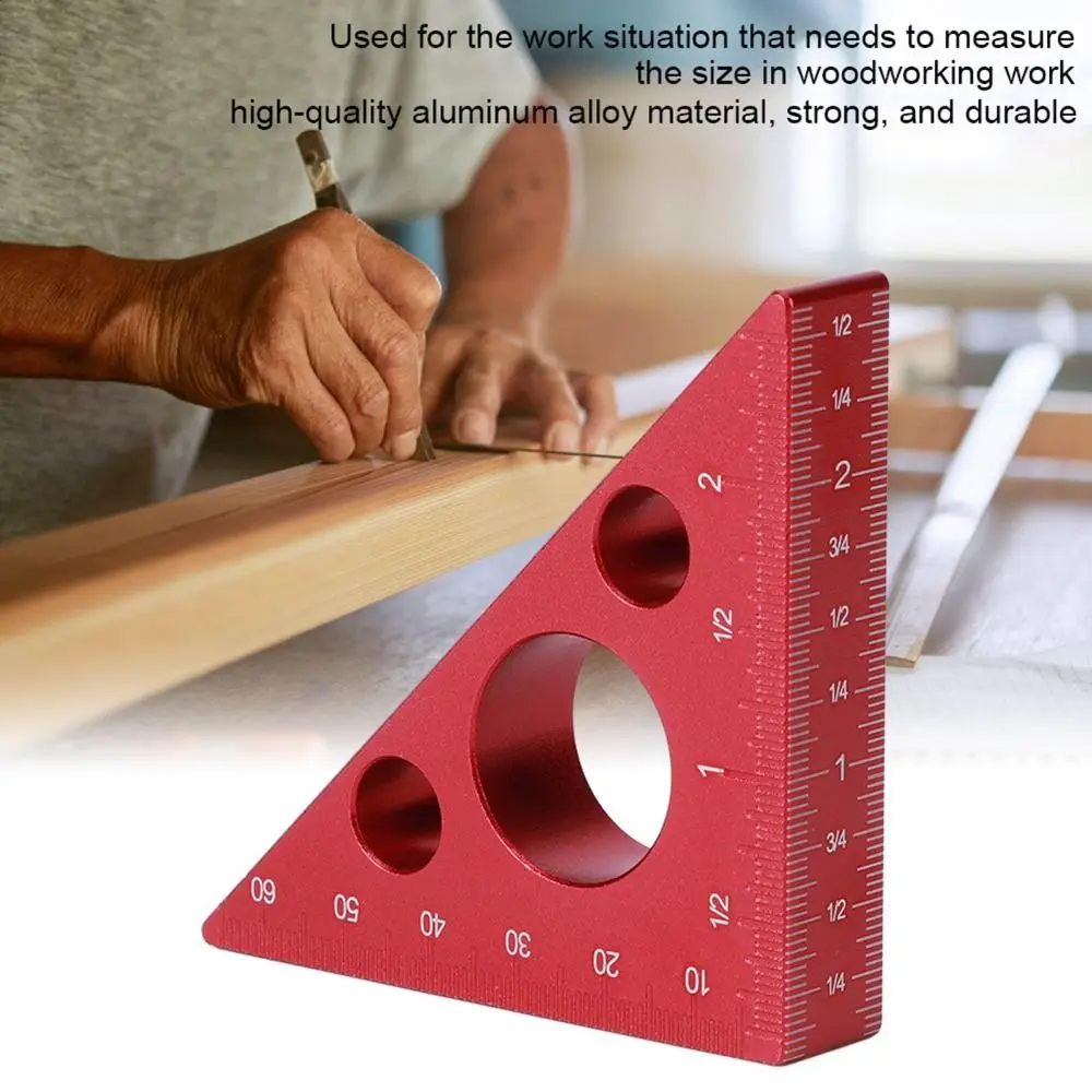 

2in/6cm Right Angle Triangle Height Ruler Imperial and Metric Scales 45/90 Degrees Aluminum Triangle Ruler Frosted