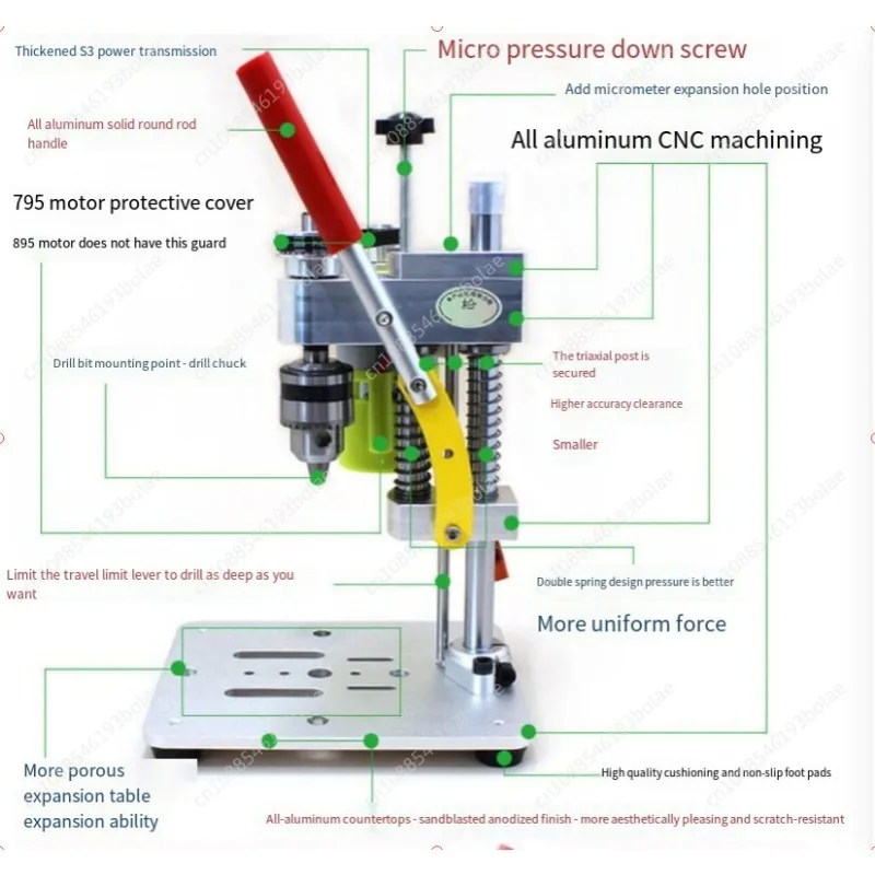 Mini Drill Press Precision Desktop Drilling Machine DIY Hole Drilling Machine 795 Motor B10 Chuck Metal Wood DIY Craft Tools