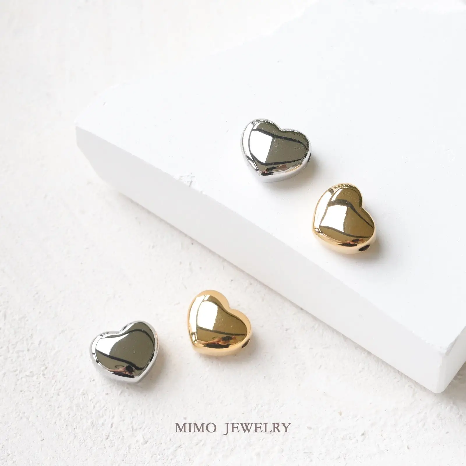 Pangzi Through Hole Love Personality Mix and Match Charms Pendant Supplies DIY Hand Stainless Steel Gold Plated Accessories