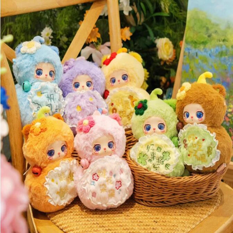 Caja ciega de tres Lilia para bebé, Serie Fulu Qimeng, caja misteriosa de felpa de vinilo, regalos bonitos para chica, adornos colgantes de calabaza