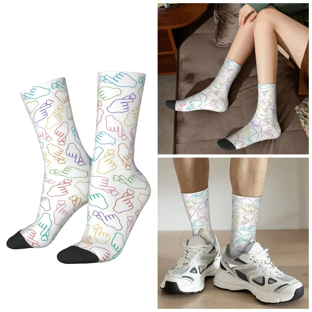 

Носки All Seasons Finger Art Socks Harajuku, спортивные носки средней длины, впитывающие пот, для мужчин и женщин, подарки на День святого Валентина