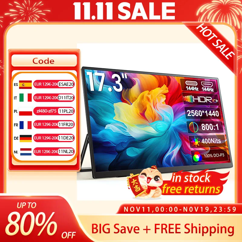 yZ[zUPERFECT 17.3''144HZ QLED |[^uj^[ 2560 x 1440P HDR Rs[^ Q[ XN[ 400cd/m2 bvgbv PC Mac PS4/5 PC db Xbox XCb` Bulit-in LbNX^hуXs[J[̂߂ 100% sRGB HDMI USB-C IPS \