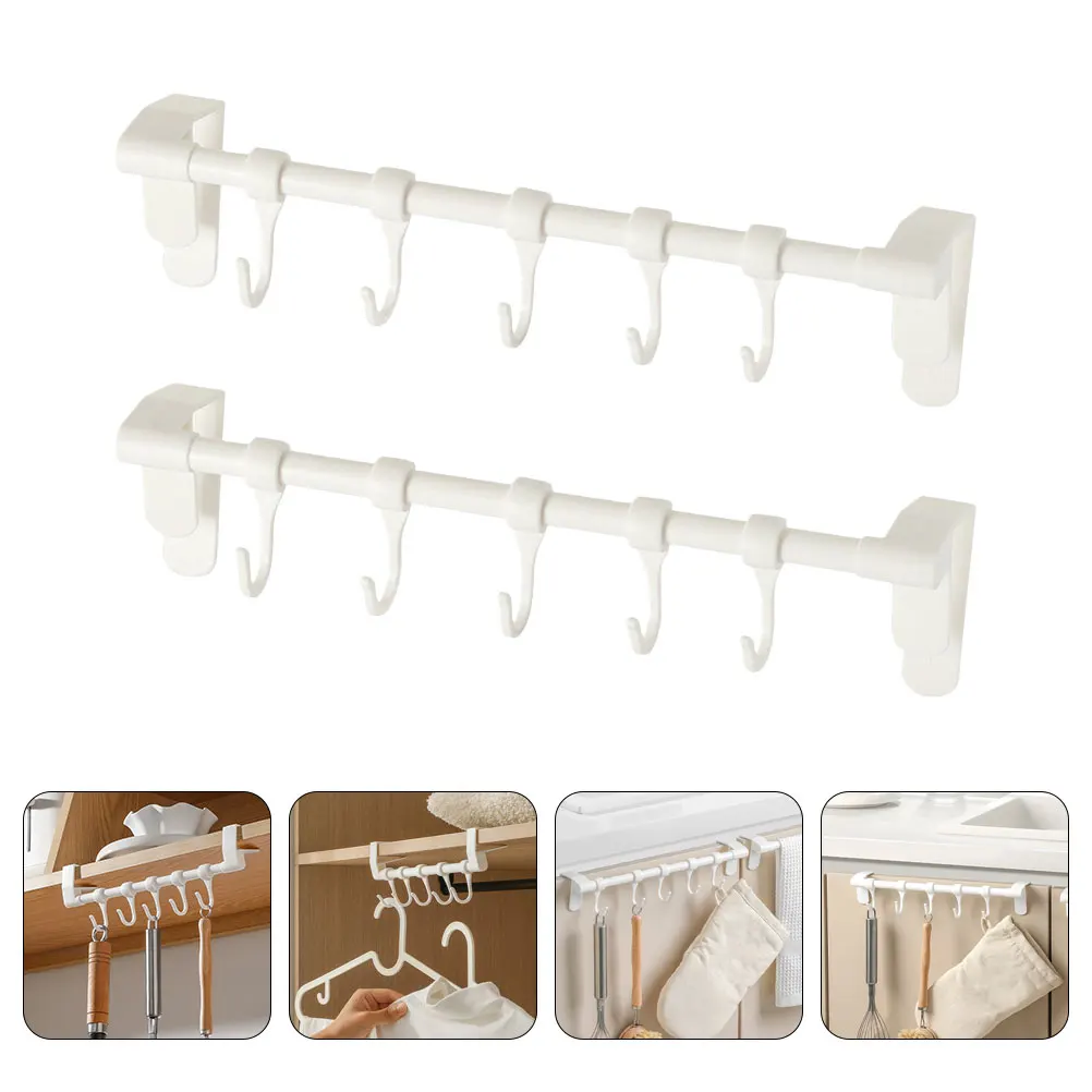 

2pcs Cabinet Door Towel Hooks Rack Multi-Functional Kitchen Bathroom Organizer Space-Saving No Drill Hanging Rack For Dishcloths