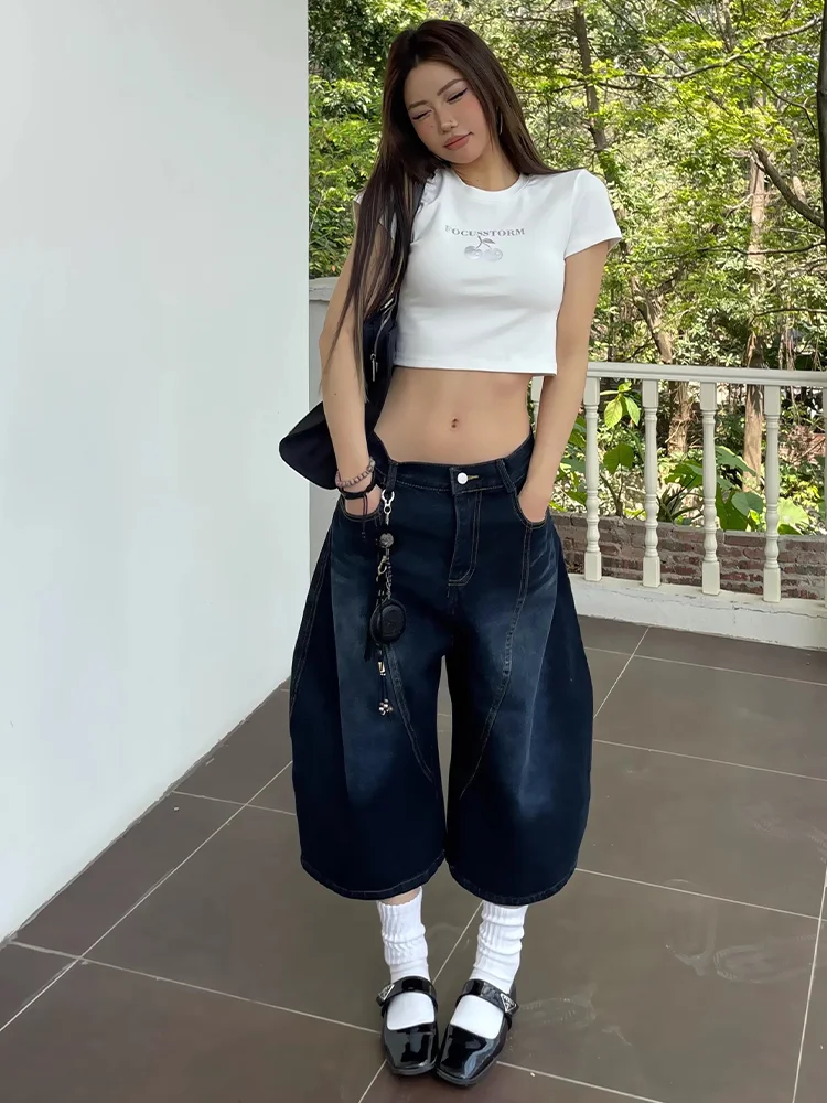 

Женские джинсы свободного кроя с высокой талией и широкими штанинами в семь футов, новые летние утягивающие брюки с ножом