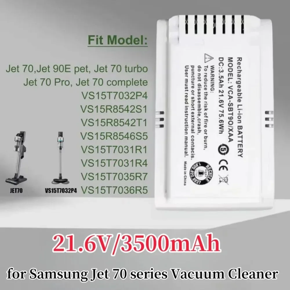 

21.6V 3500mAh Li-ion Battery for Samsung JET70/VCA-SBT90E Vacuum Cleaner - Brand New Replacement