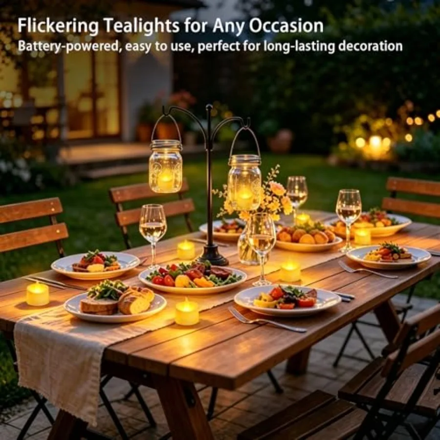 12 Pack Dual-Flame Flickering Flameless LED Tealight Candles, Battery Operated Tea Lights with Warm Yellow Glow, Fake Candles
