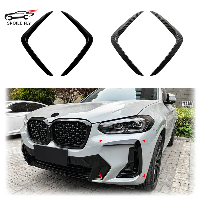 

2X 2022 To Up For BMW X3 X4 G01 G02 M LCI Sport Front Bumper Lip Fog Light Frames Spoiler Decoration Cover Car Sticker By ABS