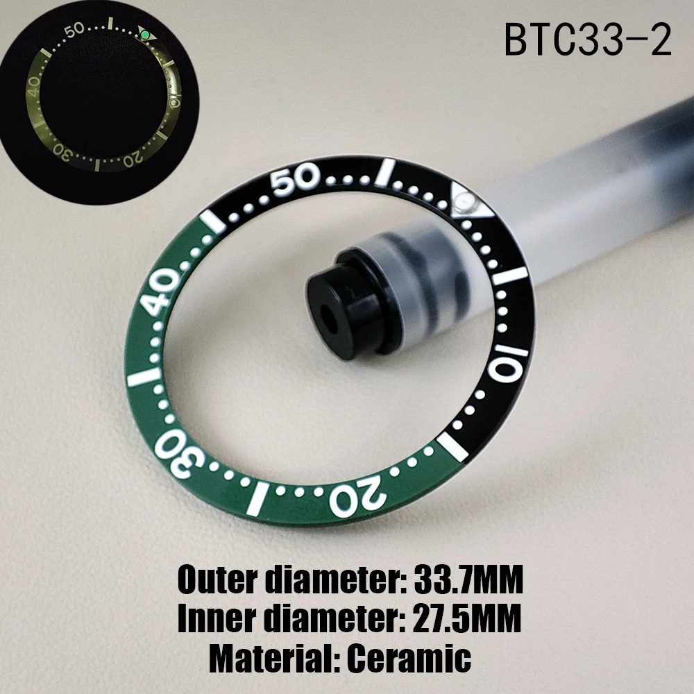 33.7*27.5MM Orologio Lunetta Inserto Misurazione Sostituto Orologio Inserto Anello Luminoso Accessori Per Orologi Piatto Ceramica di Alta Qualità