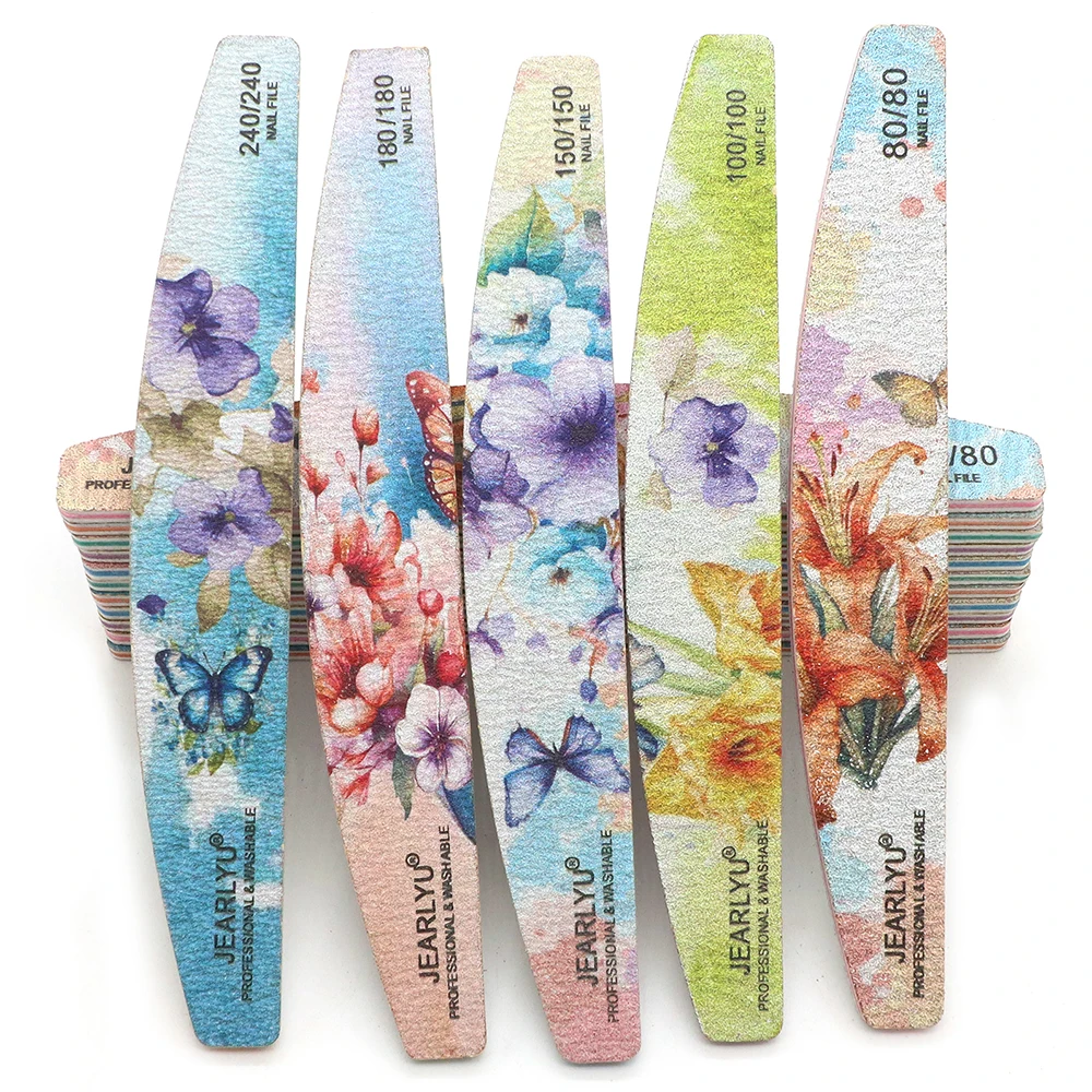 5Pcs Sandpaper Nails File 80/80 100/100 150/150 180/180 240/240 Grit Professional Nail Files For Manicure Remove Gel Nail Polish