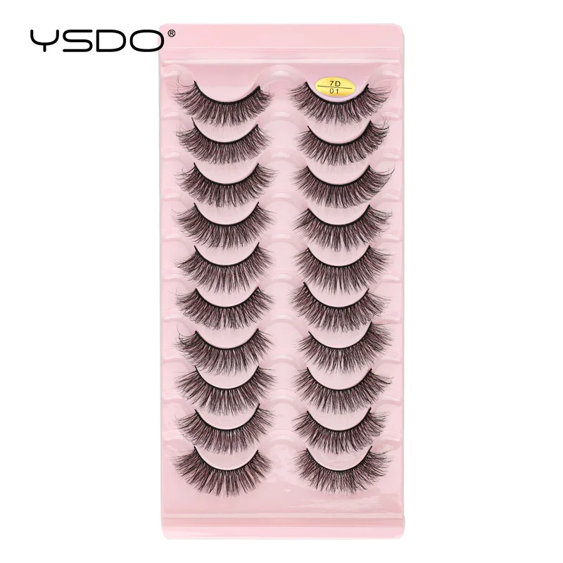 YSDO 10 Đôi Chồn Giả Hàng Mi Trang Điểm Lông Mi Giả Mở Rộng Tự Nhiên Lông Tơ 3d Chồn Lông Mi Maquiagem Tập Giả Cils