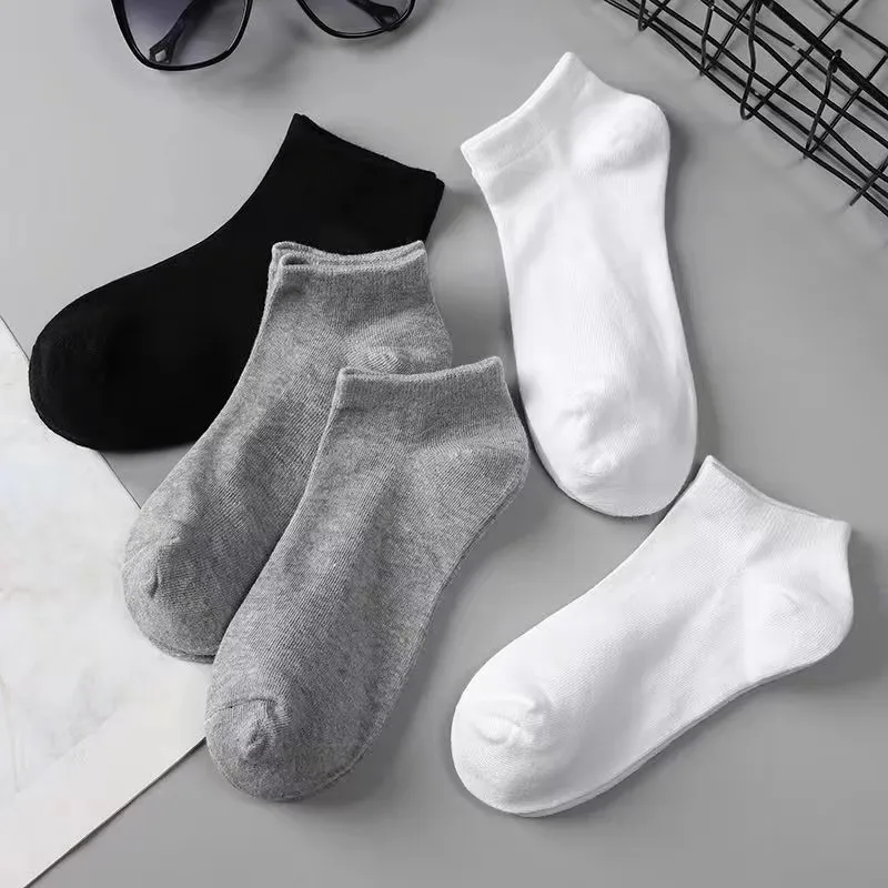 10-40 Pairs Women/Men Boat Socks Invisible Low Cut Silicone Non-slip Summer No-show Ankle Socks Solid Color Casual Breathable