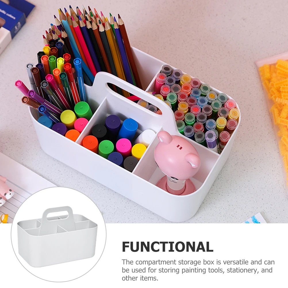 

Portable Stationery Storage Box PP Material Art Supply Organizer for Markers Watercolor Pens Desktop Holder School