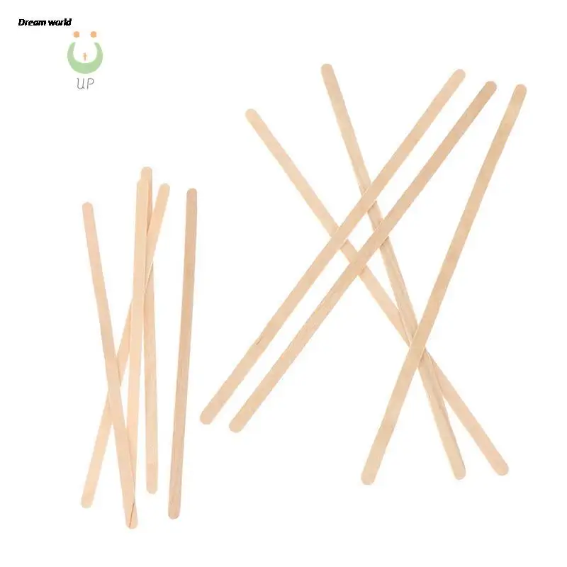

100pcs Disposable Wooden Coffee Stirrers Hot Cold Drinking Stir Beverage Stir Sticks Biodegradable Utensils Bar Cafe or Home Use