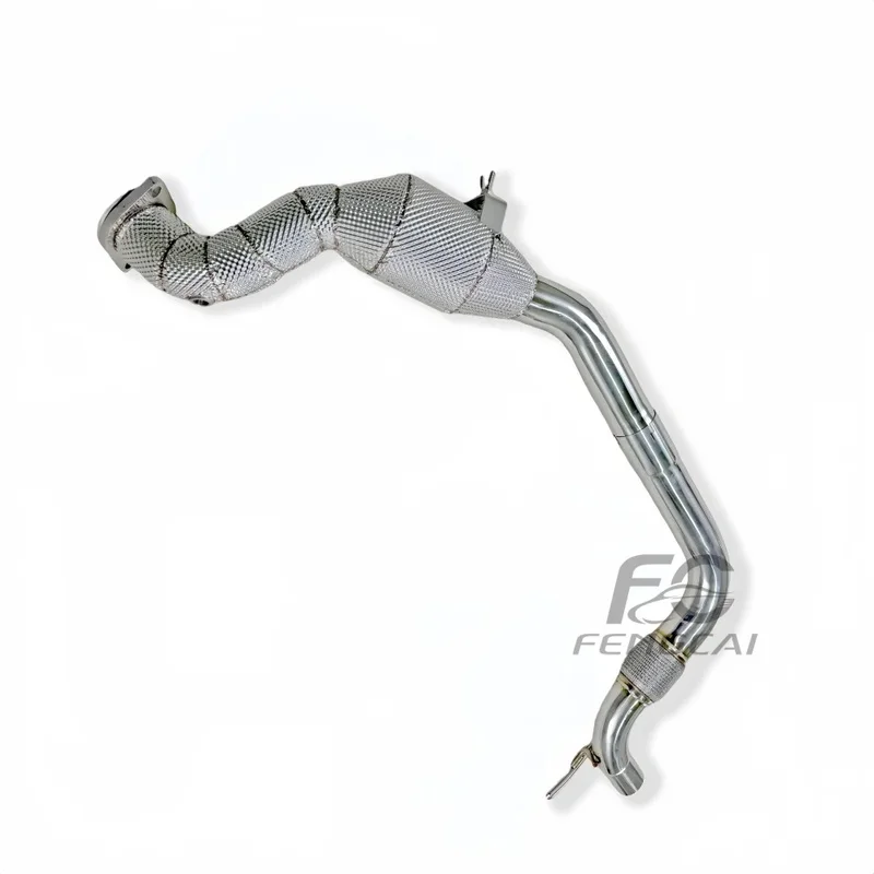 High Flow SS304 Exhaust Downpipe with Catalytic Converter for Ford Mustang 2.3T 2015+, Performance Upgrade Exhaust Pipe