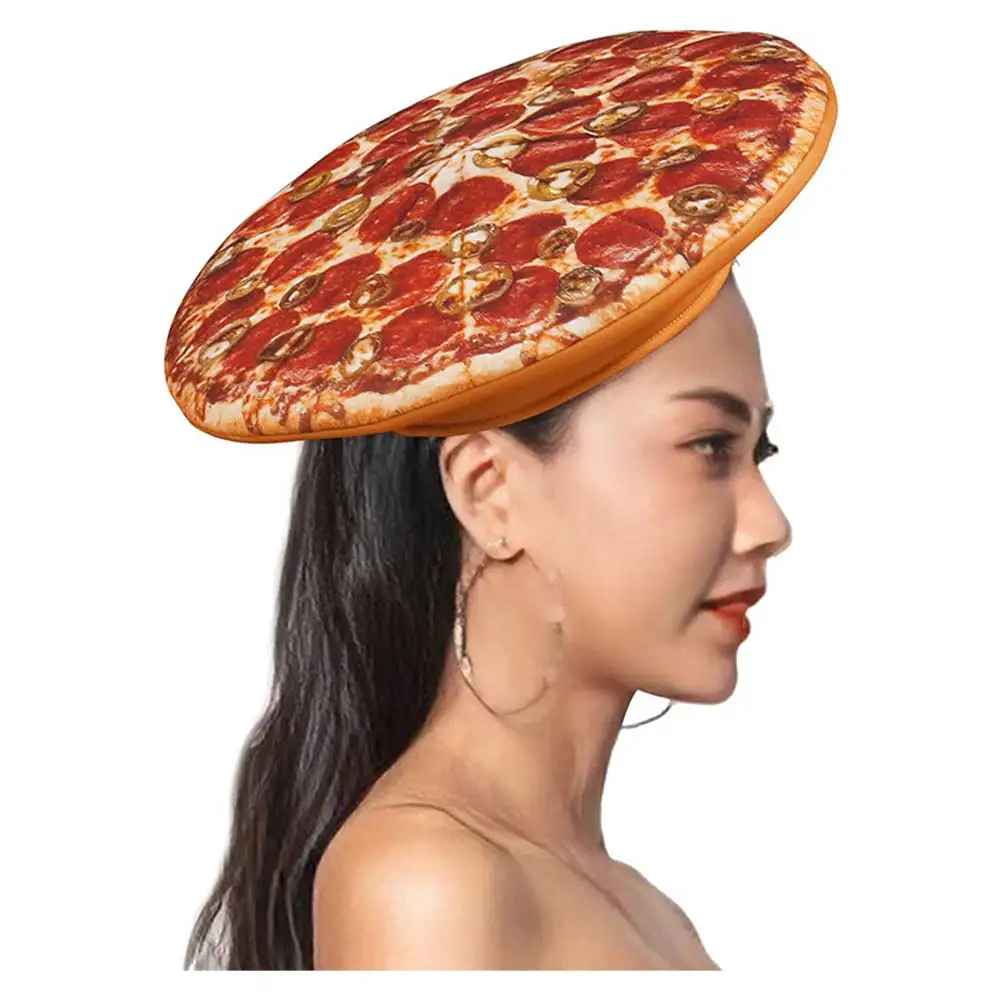 Pizza Hat Cosplay Food Roleplay Headgaer Costume Accessories Adult Disguise Cap Unisex Women Men Halloween Party Suit Props