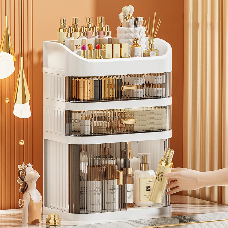 

Caja de almacenamiento de cosméticos de gran capacidad, cajón organizador de maquillaje, joyería, esmalte de uñas, contenedor de